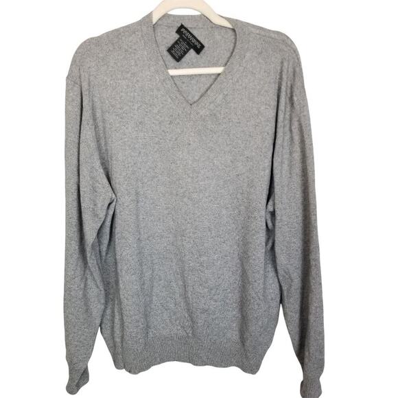 Hathaway Platinum Mens Cashmere Silk Sweater Sz L Quiet Luxury Minimalist Gray - Picture 1 of 7